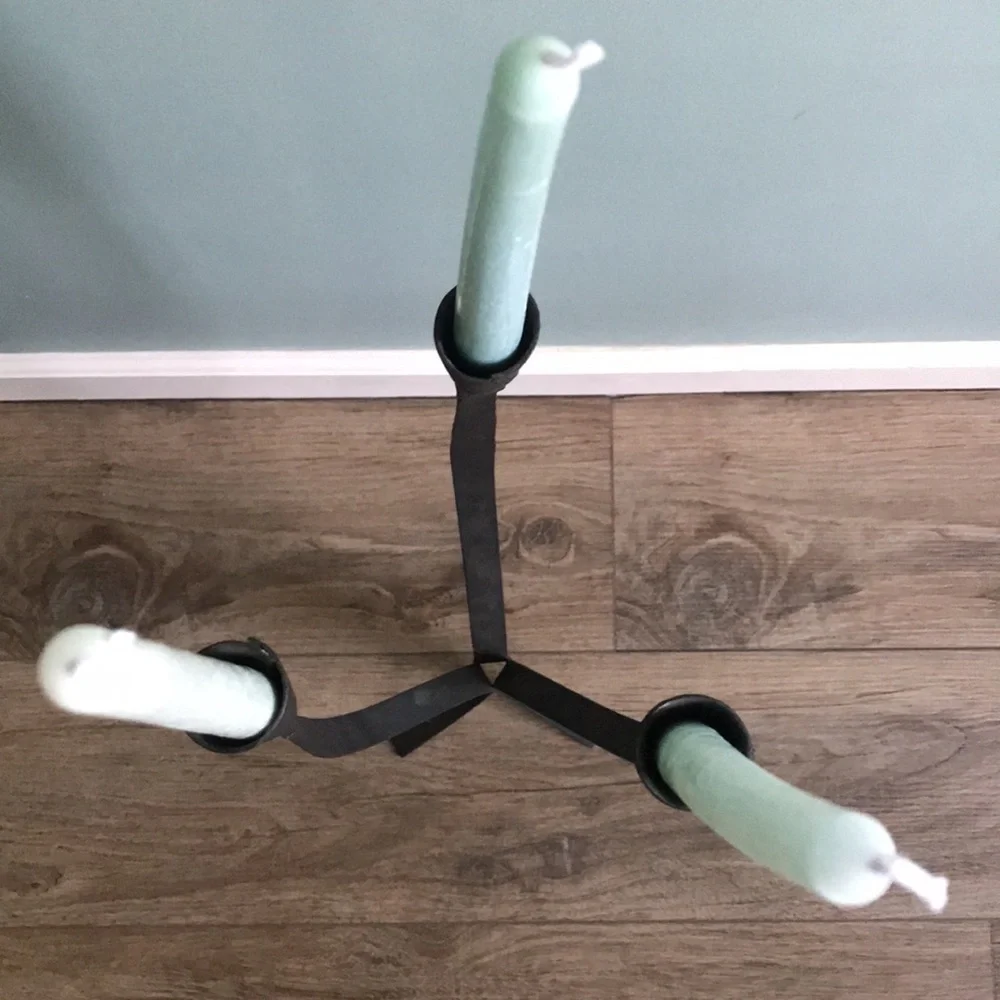 Van Keppel Green VKG Iron Triple Candlestick Holder Mid Century Modern MCM